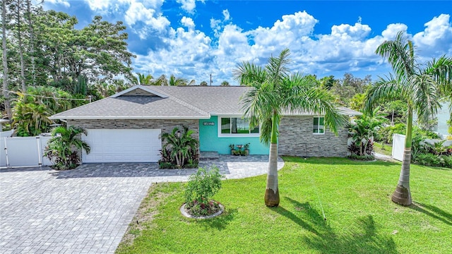 192 Danforth Dr S, Port Charlotte, FL 33980 - ranch-style home featuring a garage, a gate, decorative driveway, and roof with shingles