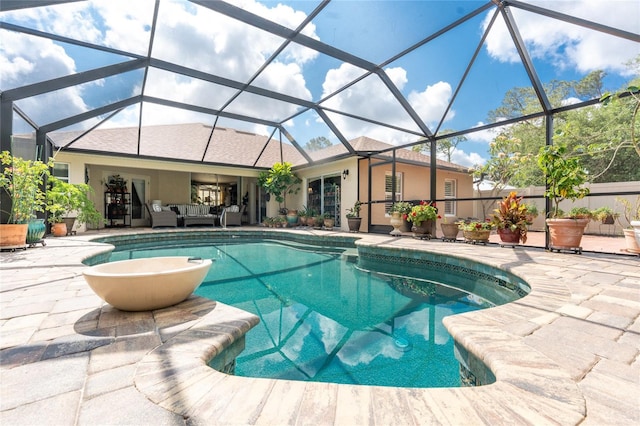 4443 Abcor Rd, North Port, FL 34286 - swimming pool with outdoor lounge area, a patio, and a lanai