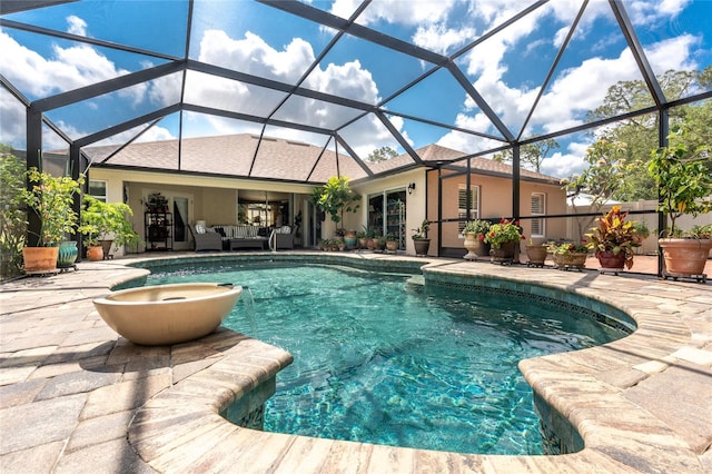 4443 Abcor Rd, North Port, FL 34286 - outdoor pool featuring outdoor lounge area, a patio area, and glass enclosure