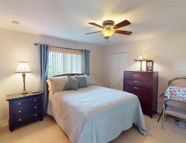 3518 Terin Ct, Punta Gorda, FL 33950 - bedroom with light tile patterned floors, ceiling fan, and a closet
