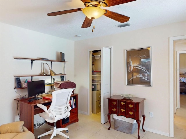 3518 Terin Ct, Punta Gorda, FL 33950 - office space with ceiling fan, light tile patterned floors, and a textured ceiling