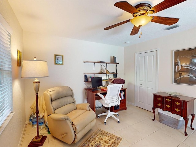 3518 Terin Ct, Punta Gorda, FL 33950 - office featuring ceiling fan, light tile patterned floors, and baseboards