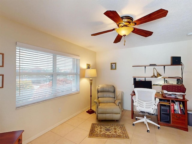 3518 Terin Ct, Punta Gorda, FL 33950 - tiled office featuring a ceiling fan and baseboards