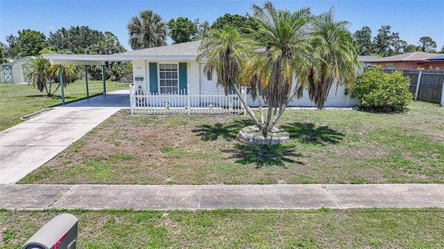 1596 Hayworth Rd, Port Charlotte, FL 33952 - view of front of property with a porch, driveway, and a carport