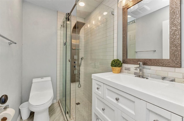 2626 Auburn Blvd, Port Charlotte, FL 33948 - bathroom featuring vanity, a shower stall, and toilet