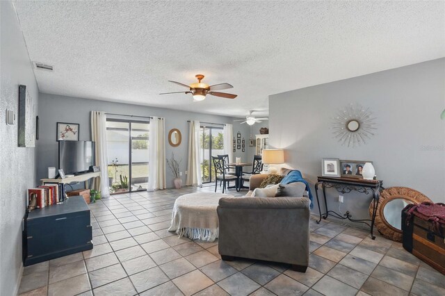 4358 Pates St, Port Charlotte, FL 33948 - living room with a ceiling fan and a textured ceiling