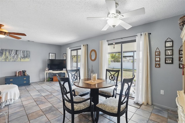 4358 Pates St, Port Charlotte, FL 33948 - tiled dining area with a ceiling fan and a textured ceiling