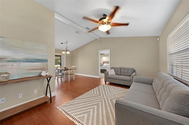 1039 Marlene St, Port Charlotte, FL 33952 - living room featuring a ceiling fan, wood finished floors, baseboards, and a chandelier