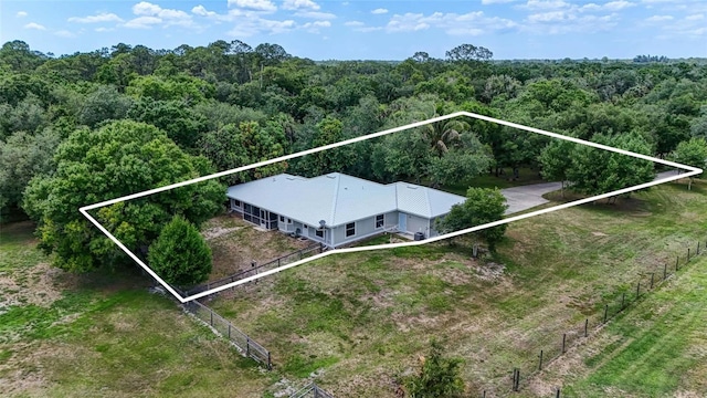 17340 Oak Creek Rd, Alva, FL 33920 - aerial overview of property's location featuring property parcel outlined and a heavily wooded area