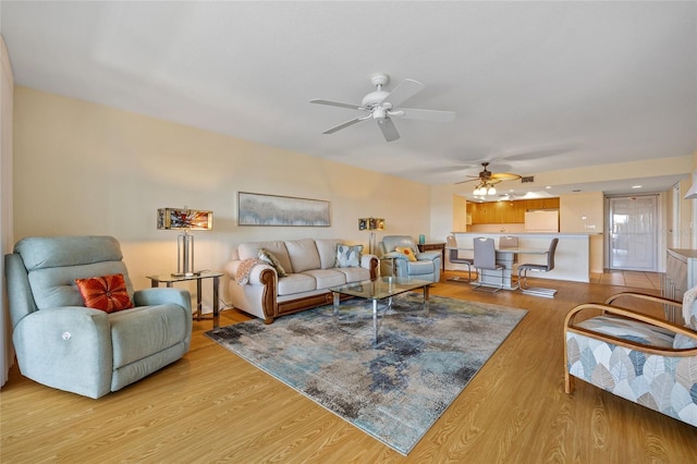 601 Shreve St Unit 21C, Punta Gorda, FL 33950 - living room with a ceiling fan and light wood-type flooring