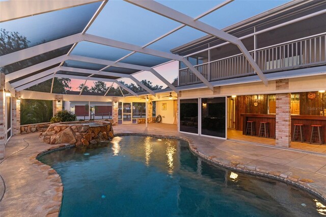 4317 Mccullough St, Port Charlotte, FL 33948 - view of pool with a patio, a lanai, and a pool with connected hot tub