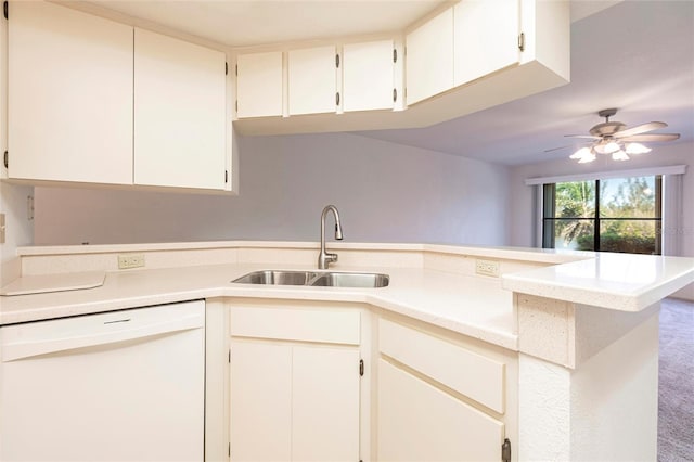 3256 White Ibis Ct Unit 24A, Punta Gorda, FL 33950 - kitchen featuring dishwasher, a sink, light countertops, and ceiling fan