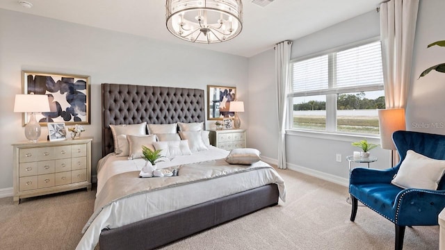 15968 Crofton Springs Way, Port Charlotte, FL 33953 - carpeted bedroom featuring a chandelier and baseboards