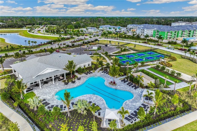 15968 Crofton Springs Way, Port Charlotte, FL 33953 - aerial view of a pool and a nearby body of water