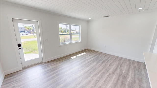 2805 Gussie St, Punta Gorda, FL 33950 - unfurnished room with light wood finished floors, wooden ceiling, baseboards, and recessed lighting