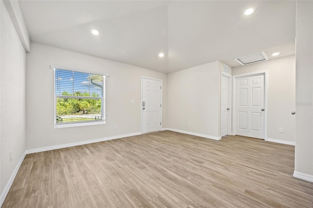 27237 Partin Dr, Punta Gorda, FL 33983 - empty room with light wood-style floors, baseboards, attic access, and recessed lighting