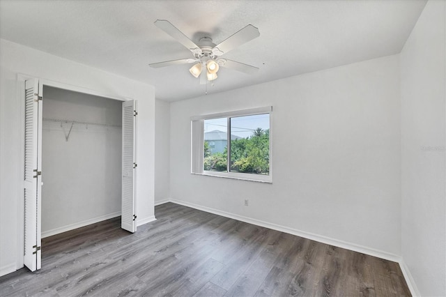 3105/3109 Vasco St, Punta Gorda, FL 33950 - unfurnished bedroom with wood finished floors, a closet, and a ceiling fan