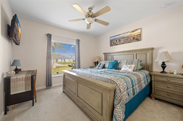 16094 Ortega Dr, Punta Gorda, FL 33955 - bedroom featuring light colored carpet, baseboards, and ceiling fan