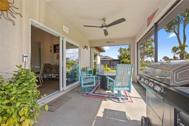 16094 Ortega Dr, Punta Gorda, FL 33955 - sunroom / solarium with a ceiling fan and carpet floors