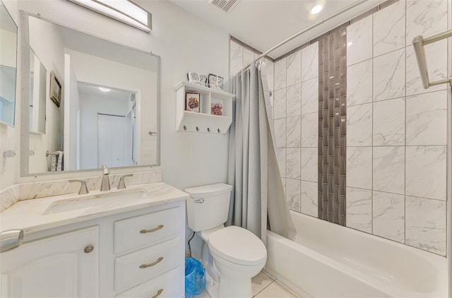 4044 S Salford Blvd, North Port, FL 34287 - bathroom with vanity, toilet, shower / bath combination with curtain, and tile patterned floors