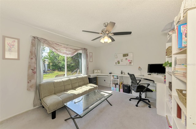 4044 S Salford Blvd, North Port, FL 34287 - carpeted home office featuring a textured ceiling and a ceiling fan