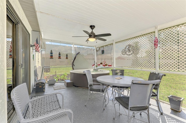 4044 S Salford Blvd, North Port, FL 34287 - sunroom / solarium featuring outdoor dining area and ceiling fan