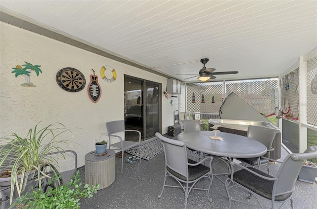 4044 S Salford Blvd, North Port, FL 34287 - sunroom / solarium featuring ceiling fan and outdoor dining area