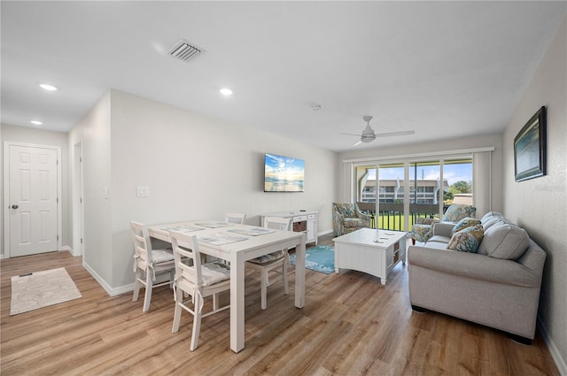 1080 Bal Harbor Blvd Unit 12C, Punta Gorda, FL 33950 - dining area with light wood-type flooring, ceiling fan, baseboards, and recessed lighting