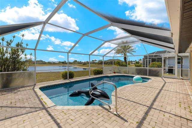 2152 Taiwan Ct, Punta Gorda, FL 33983 - swimming pool with a water view, a patio, and a lanai
