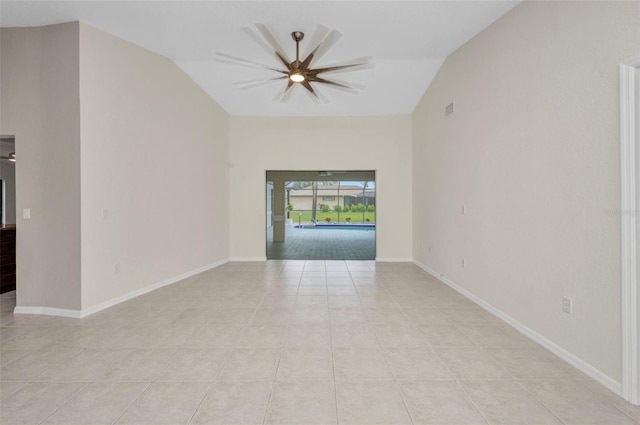 2442 Rio De Janeiro Ave, Punta Gorda, FL 33983 - unfurnished room with light tile patterned flooring, lofted ceiling, ceiling fan, and baseboards