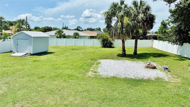 3122 Scranton St, Port Charlotte, FL 33952 - fenced backyard with a storage shed and a fire pit