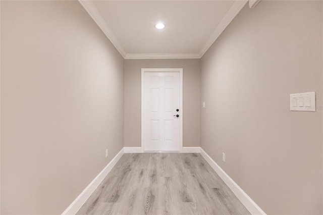 16280 Minorca Dr, Punta Gorda, FL 33955 - doorway to outside with light wood-style flooring, ornamental molding, baseboards, and recessed lighting