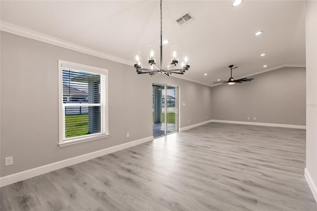 16280 Minorca Dr, Punta Gorda, FL 33955 - spare room featuring a chandelier, healthy amount of natural light, ornamental molding, recessed lighting, and baseboards