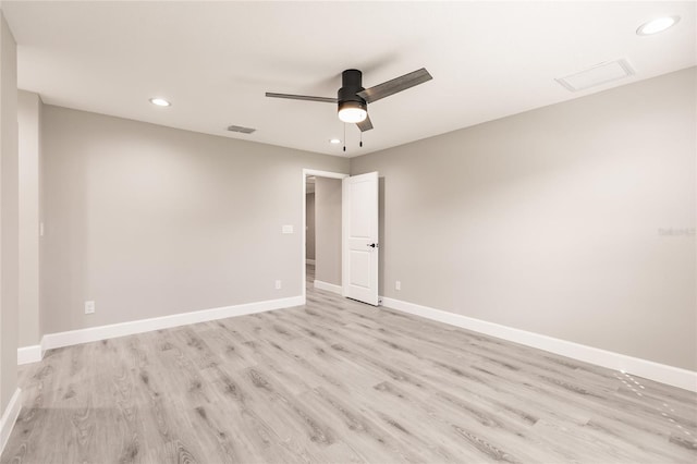 16280 Minorca Dr, Punta Gorda, FL 33955 - unfurnished room featuring recessed lighting, ceiling fan, light wood finished floors, and baseboards