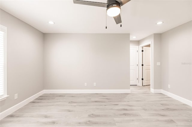 16280 Minorca Dr, Punta Gorda, FL 33955 - unfurnished room featuring ceiling fan, light wood-type flooring, baseboards, and recessed lighting