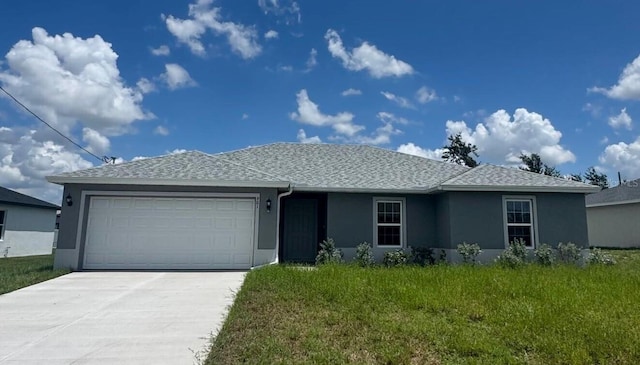 16280 Minorca Dr, Punta Gorda, FL 33955 - ranch-style house featuring driveway, a garage, stucco siding, and a front yard