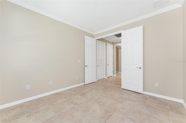 11666 Parrotfish St, Venice, FL 34292 - unfurnished bedroom with baseboards, ornamental molding, and light tile patterned floors