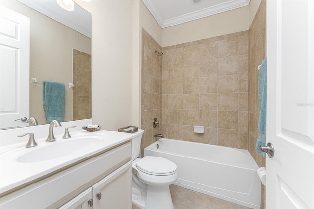 11666 Parrotfish St, Venice, FL 34292 - full bath featuring vanity, toilet, crown molding, and bathing tub / shower combination