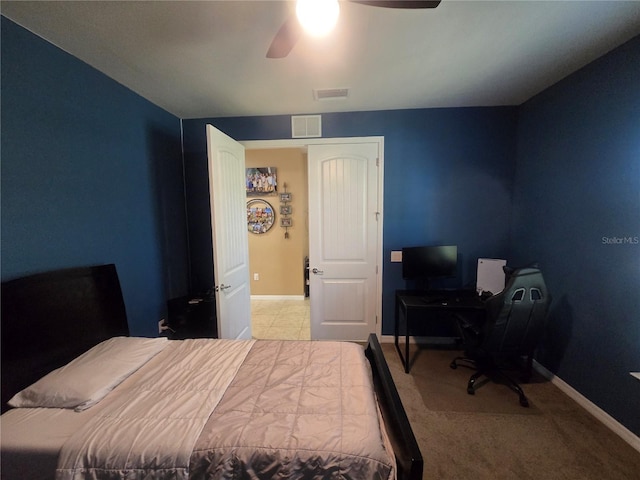 2739 Sherman Oak Dr, North Port, FL 34289 - bedroom with baseboards, a desk, and a ceiling fan