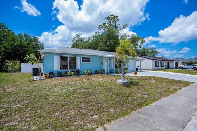 7231 Elyton Dr, North Port, FL 34287 - single story home featuring driveway, an attached garage, a front yard, and central AC