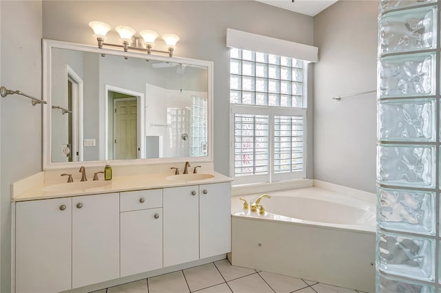 10263 Shadow Run Cir, Punta Gorda, FL 33955 - full bathroom featuring a bath, double vanity, healthy amount of natural light, and a shower