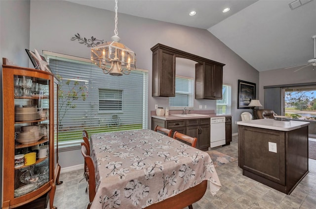 1876 Birmingham Blvd, Punta Gorda, FL 33980 - bedroom featuring lofted ceiling, a chandelier, a sink, baseboards, and recessed lighting