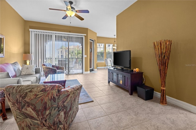 99 Vivante Blvd Unit 310, Punta Gorda, FL 33950 - living area with a ceiling fan, baseboards, and light tile patterned floors