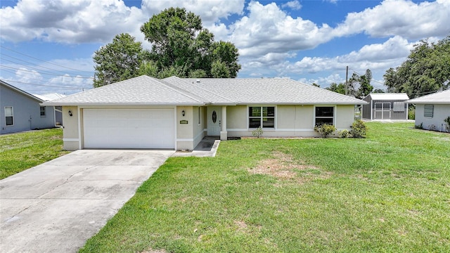 11615 SW Pine Ave, Arcadia, FL 34269 - single story home with an attached garage, stucco siding, concrete driveway, a front lawn, and roof with shingles