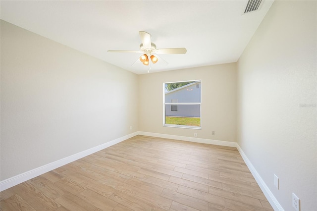 11615 SW Pine Ave, Arcadia, FL 34269 - empty room with light wood finished floors, a ceiling fan, and baseboards