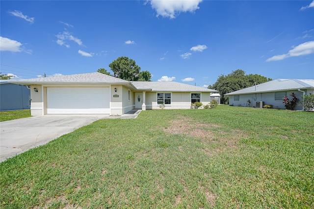 11615 SW Pine Ave, Arcadia, FL 34269 - ranch-style house with an attached garage, driveway, a front yard, and stucco siding