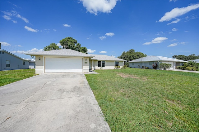 11615 SW Pine Ave, Arcadia, FL 34269 - ranch-style house featuring driveway, a front lawn, an attached garage, and stucco siding