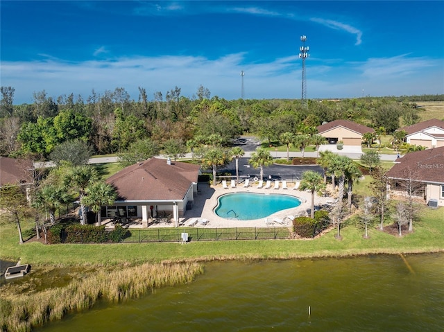 8866 Tuscany Isles Dr, Punta Gorda, FL 33950 - view from above of property featuring a pool area and a nearby body of water