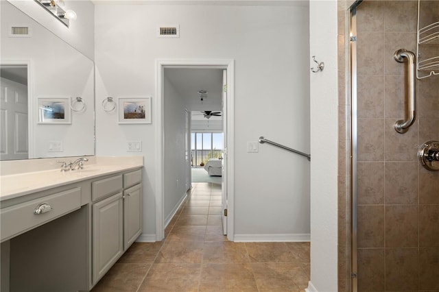 101 N Marion Ct Unit 133, Punta Gorda, FL 33950 - bathroom with a stall shower, vanity, tile patterned flooring, and baseboards