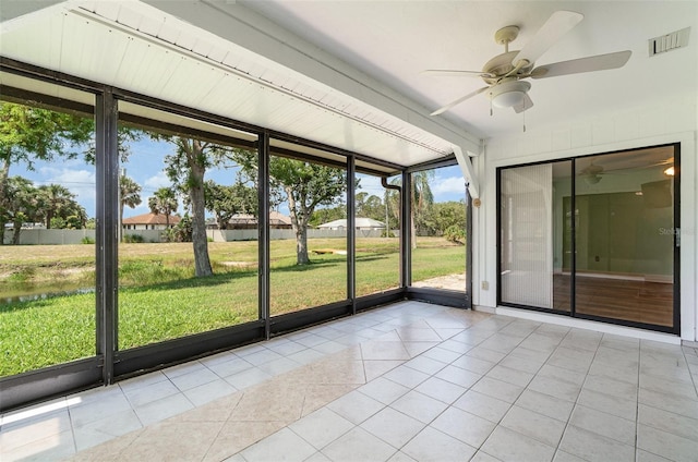 541 Wekiva River Ct Unit 94, Englewood, FL 34223 - unfurnished sunroom with a ceiling fan